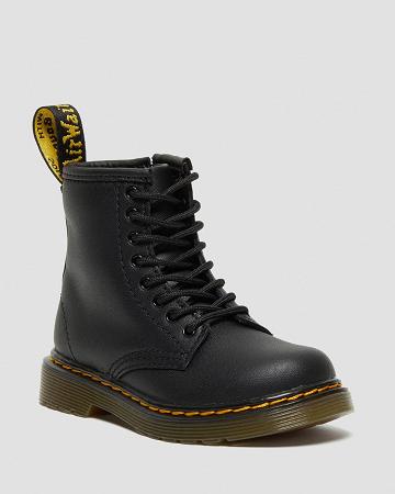 Dětské Šněrovací Boty Dr Martens Toddler 1460 Softy T Læder Černé | CZ 11WNB